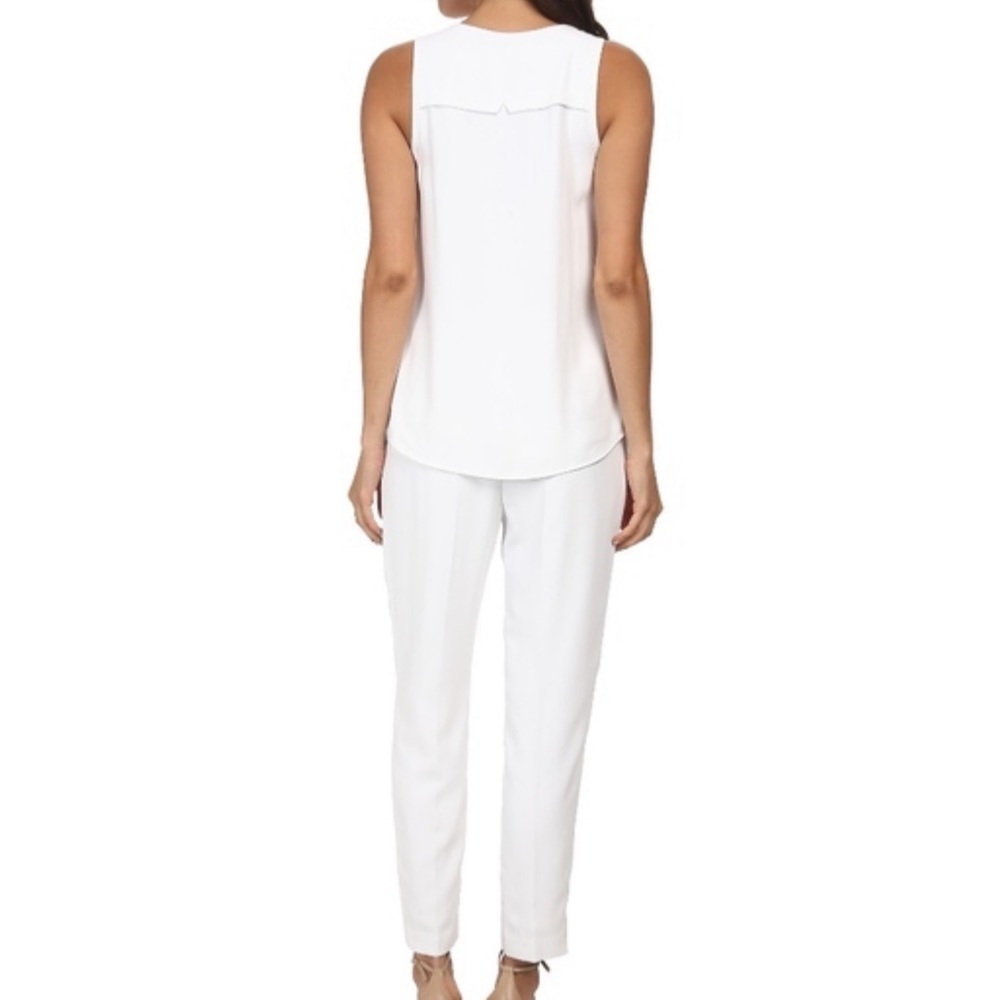 Trina Turk Banning White Crepe Jumpsuit V Neck Zipper Sleeveless White Size 6 - Picture 3 of 12